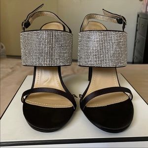 Fashion Nova Women Black Rhinestone Heels